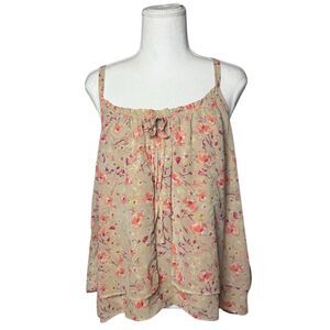 LC lauren Conrad Women Large Tan Brown Ruffle Cami Tank Blouse Top